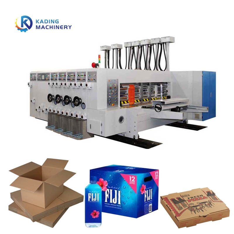 Machine d'impression de boîtes ondulées à haute vitesse avec alimentation au plomb à bord avec impression multicolore