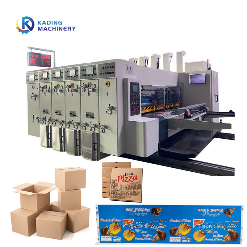 Machine d'impression de boîtes ondulées à haute vitesse avec alimentation au plomb à bord avec impression multicolore