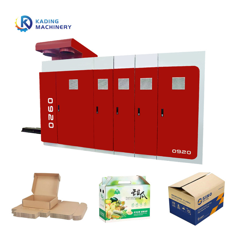 Machine d'impression de boîtes ondulées à alimentation de pointe avec découpe à matrices rotatives